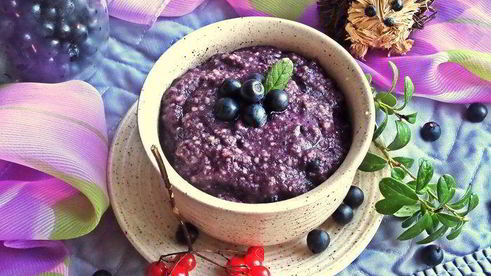 чернично-льняной пудинг