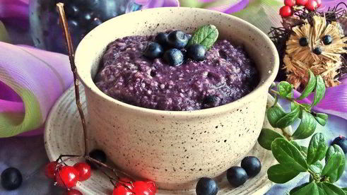 чернично-льняной пудинг