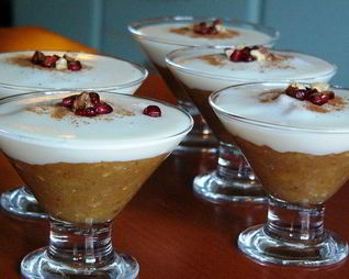 Десерт из печеных яблок с молочным киселем