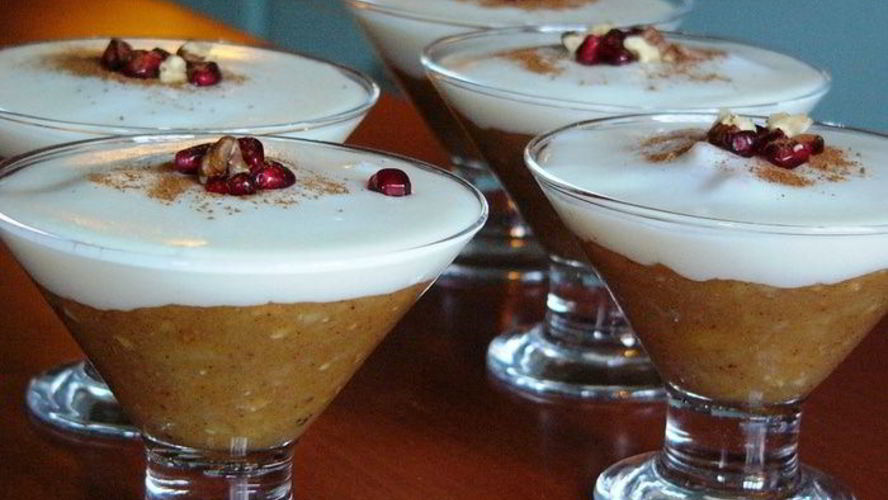 Рецепт десерт из печеных яблок с молочным киселем