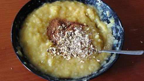 десерт из печеных яблок с молочным киселем