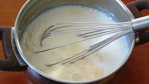 десерт из печеных яблок с молочным киселем