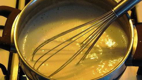 десерт из печеных яблок с молочным киселем