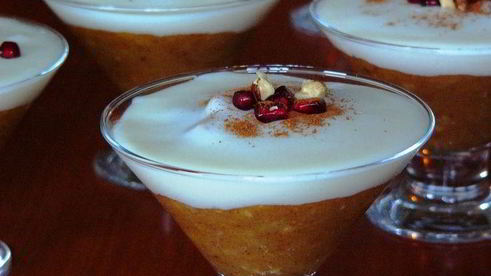 десерт из печеных яблок с молочным киселем