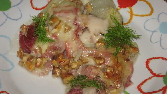 Рецепт Фенхель с сырным фондю и сыровяленой ветчиной