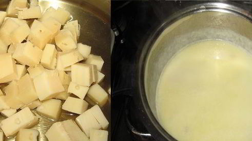 фенхель с сырным фондю и сыровяленой ветчиной