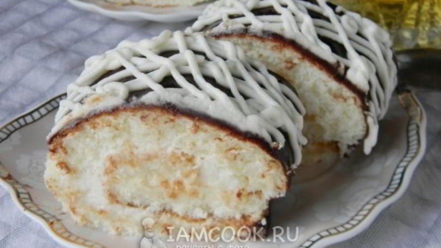 Рецепт бисквитный рулет со сливочно-творожным кремом и глазурью