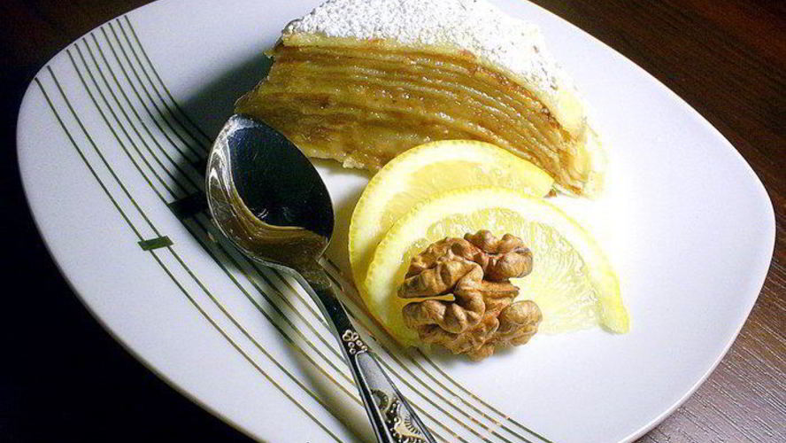 Рецепт блинный тортик с миндальным кремом