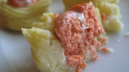 картофельные корзинки с рыбным муссом