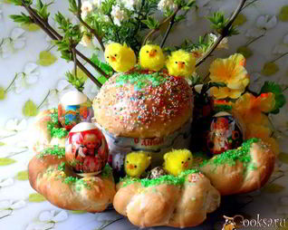 Пасхальный кулич и булочки-гнездышки