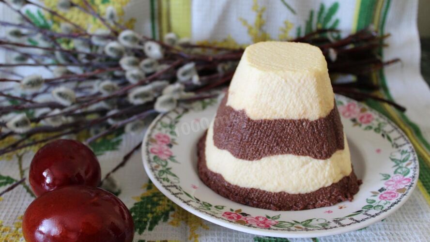 Рецепт ванильно шоколадная полосатая заварная пасха