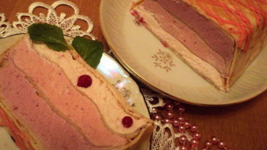 Рецепт блинный террин с ягодно-сливочным суфле