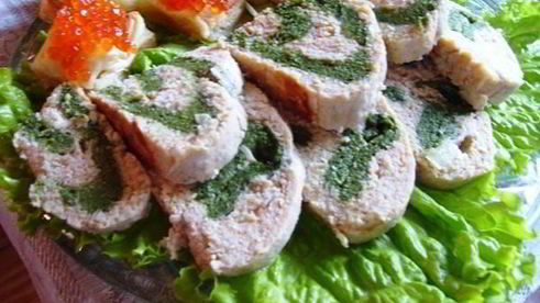 рыбный рулет-суфле со шпинатом