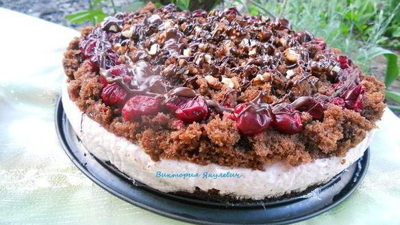 Рецепт Шоколадный кухэ с нежнейшим вишневым кремовым суфле