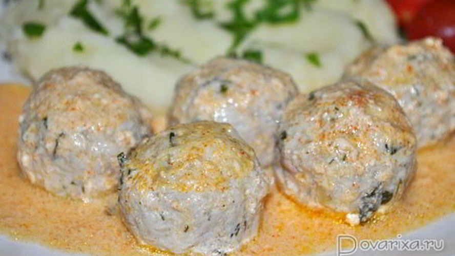 Рецепт куриные фрикадельки с сыром в сливочном соусе