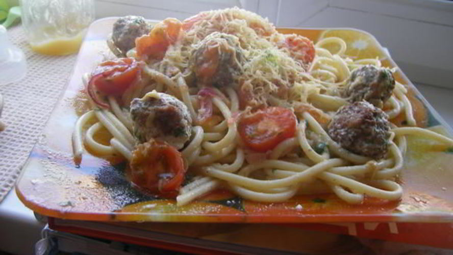 Рецепт паста с фрикадельками в сливочно-томатном соусе