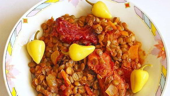 Рецепт Чечевица с копчеными ребрышками