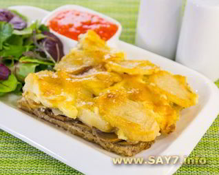 Картофель с грибами и фаршем