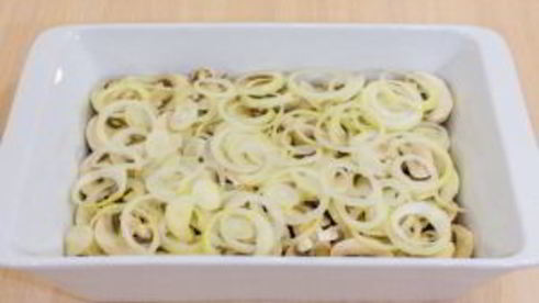 картофель с грибами и фаршем