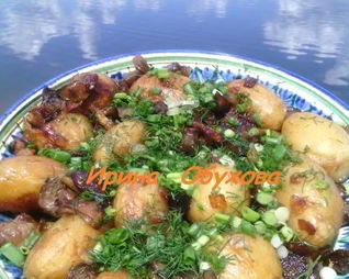 Картофель с грибами на мангале