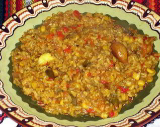 Коричневый рис с овощами