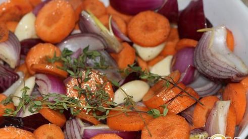 лимонный кускус с запеченными овощами