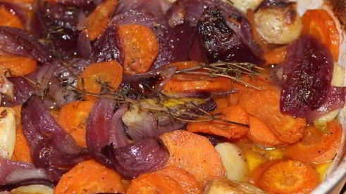 лимонный кускус с запеченными овощами