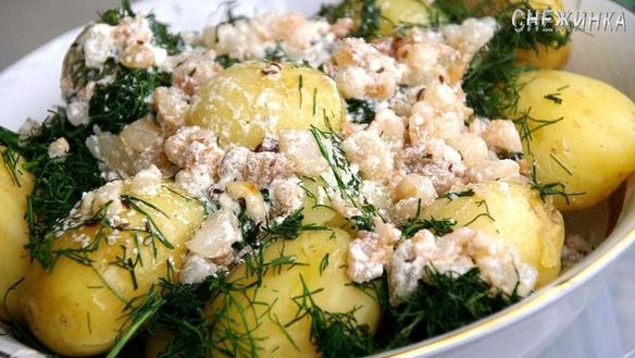 Рецепт Молодой картофель с укропом и сметанной заправкой