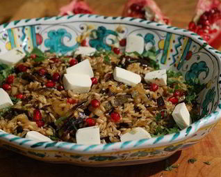 Рис с баклажаном, фетой и гранатом