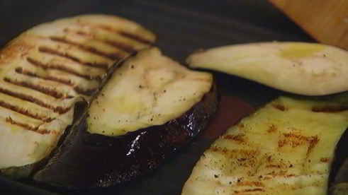 рис с баклажаном, фетой и гранатом