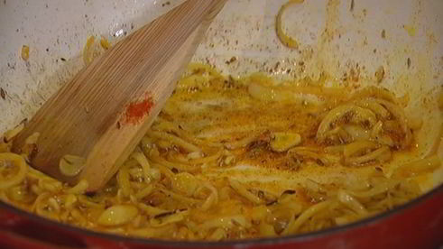 рис с баклажаном, фетой и гранатом