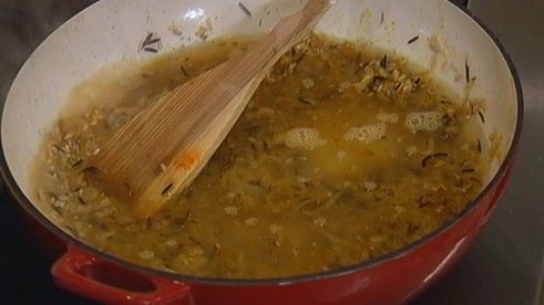 рис с баклажаном, фетой и гранатом