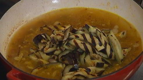 рис с баклажаном, фетой и гранатом