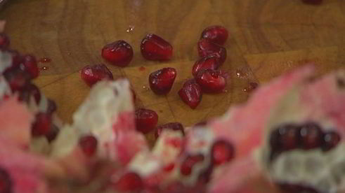 рис с баклажаном, фетой и гранатом