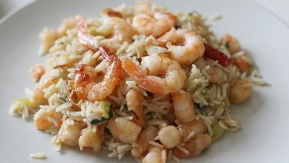 Рецепт Рис с креветками и кальмарами