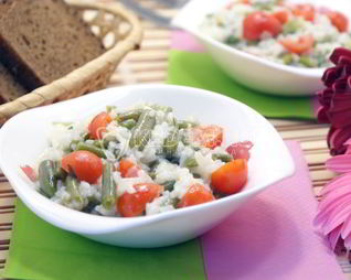 Рис с стручковой фасолью и овощами