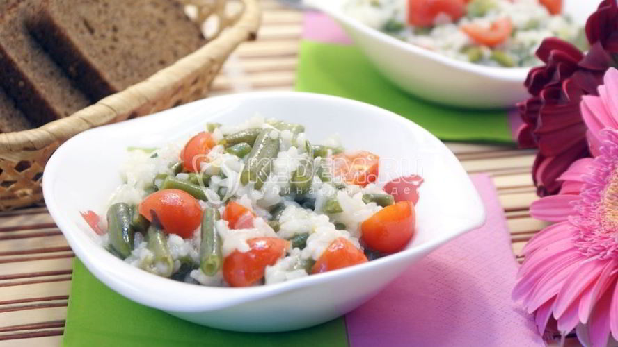 Рецепт рис с стручковой фасолью и овощами