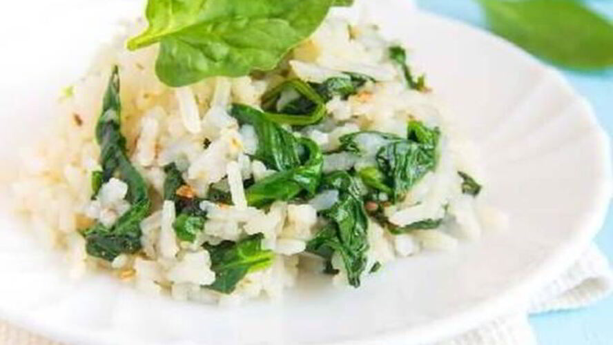 Рецепт рис со шпинатом на пару