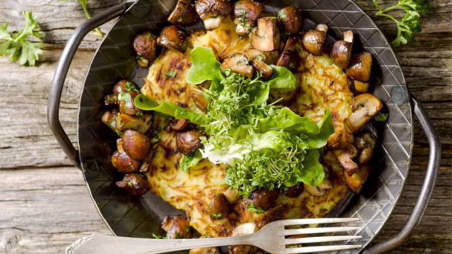 Рецепт жареная картошка с белыми грибами