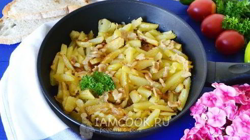 жареная картошка с салом и луком