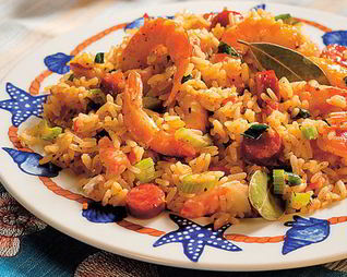 Жареный рис с креветками