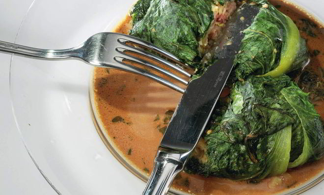 Голубцы из романо с бараниной и чечевицей