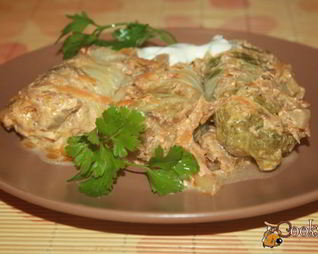 Голубцы с мраморной говядиной во вкуснейшем сметанно-овощном соусе