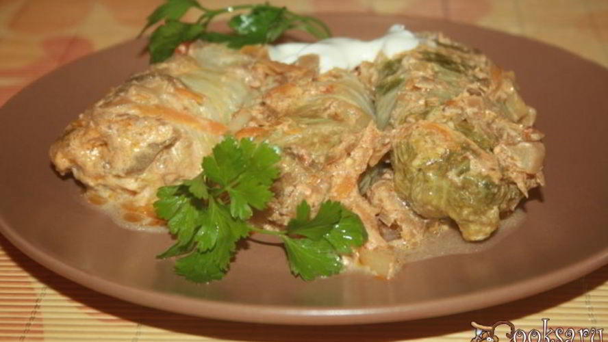 Рецепт голубцы с мраморной говядиной во вкуснейшем сметанно-овощном соусе