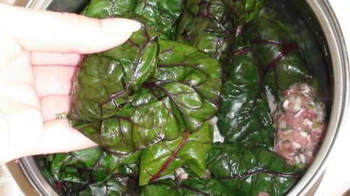 голубцы в свекольной ботве