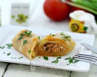 Постные голубцы с грибами и рисом