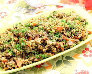 Белые грибы с булгуром