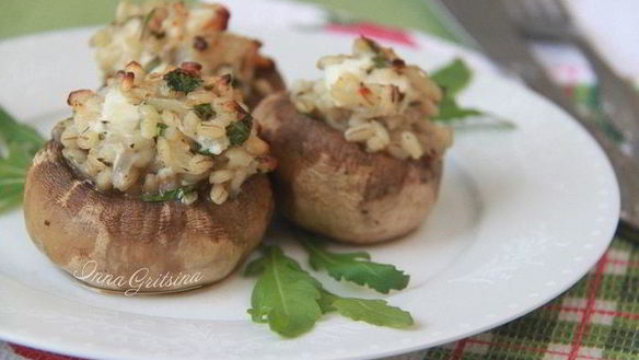 Рецепт Фаршированные перловкой грибы
