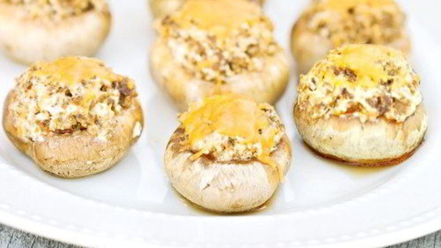 Рецепт грибные шляпки, фаршированные сырно-мясной начинкой