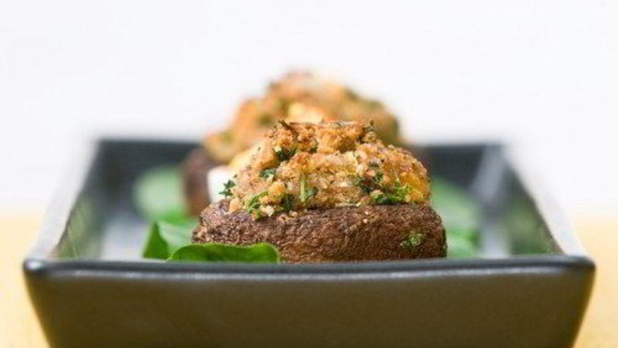 Рецепт грибы, фаршированные сыром бри, с зеленью и чесноком